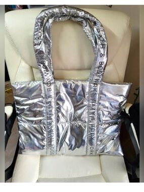 Bath & Body Works Metallic Silver Logo Tote
